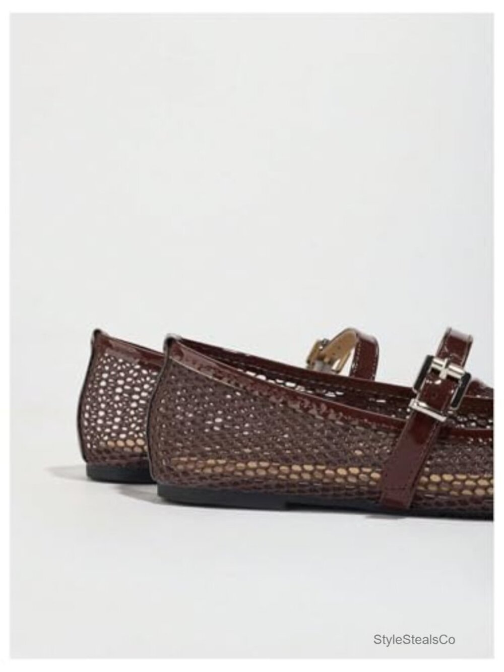 Mesh Ballet Flats Comfortable Dressy Trendy Square Closed Toe Maryjane - Picture 5 of 6